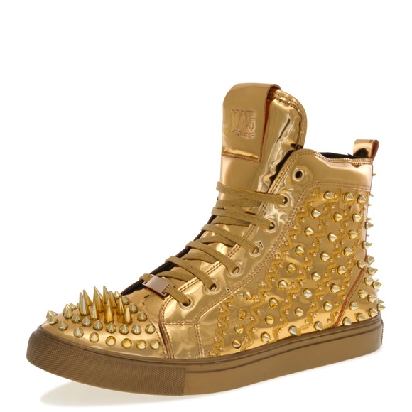 J75 Zeno - Gold Spike Studded Sneaker